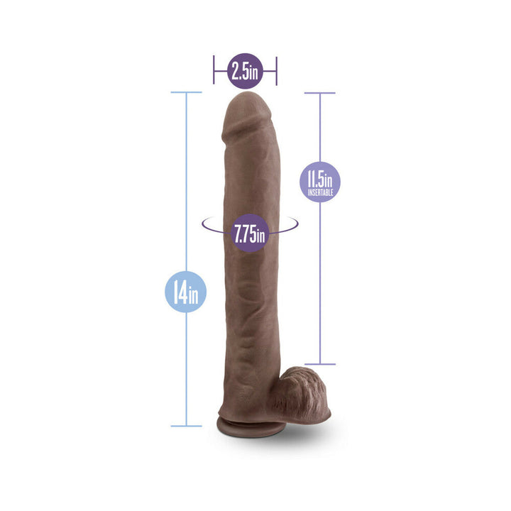 Au Naturel Daddy 14 in. Posable Dual Density Dildo with Balls Brown - Headshop.com