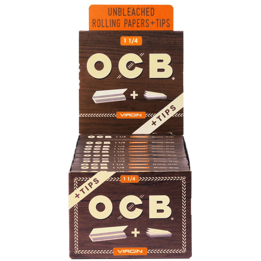 24PC DISPLAY - OCB Virgin Unbleached Papers & Tips - Headshop.com