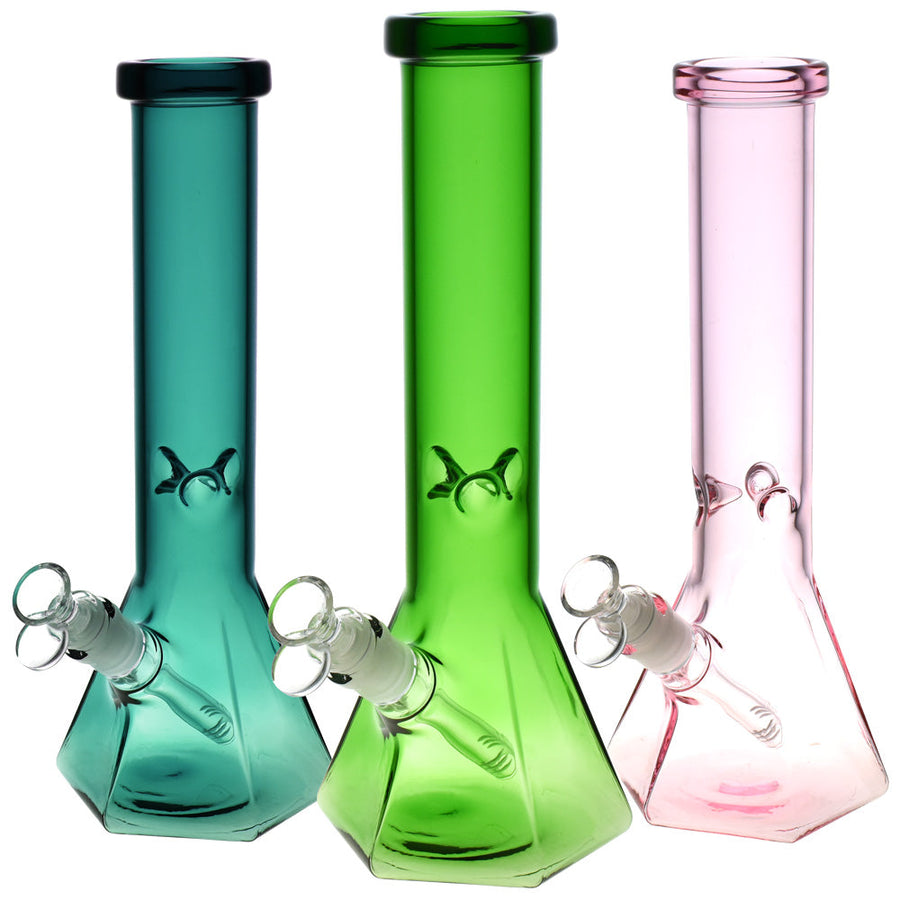 Hextasy Hexagonal Beaker Water Pipe - 12"/14mm F/Colors Vary - Headshop.com