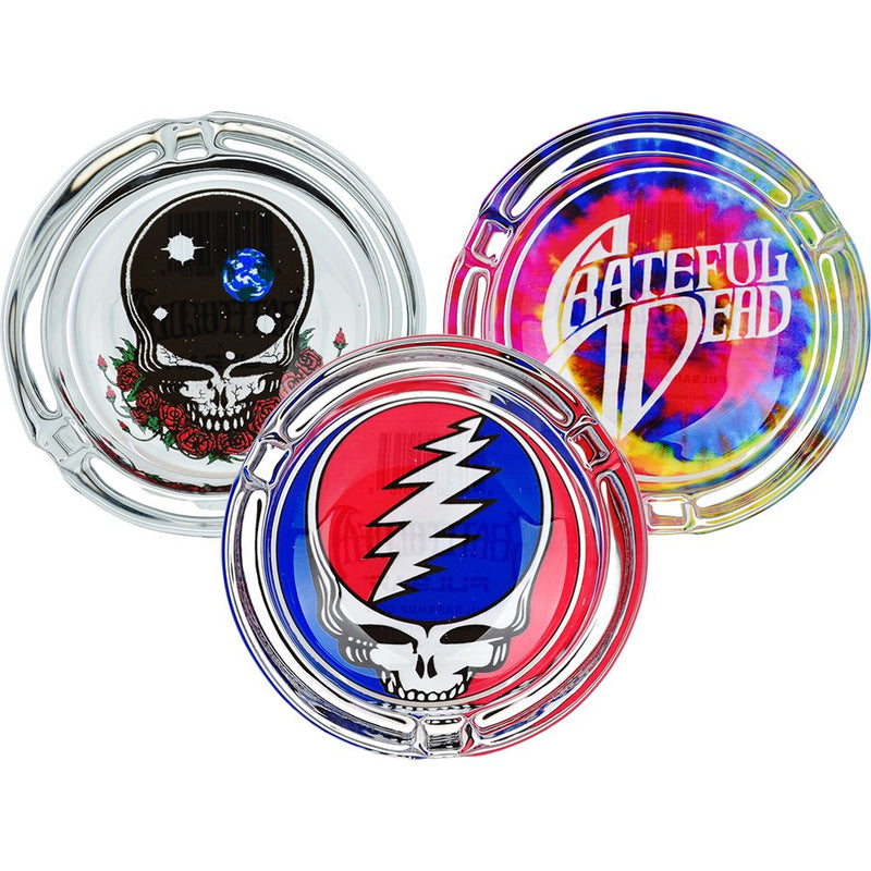 6CT DISP - Grateful Dead x Pulsar Licensed Glass Ashtrays - 3.5" / Assorted Styles