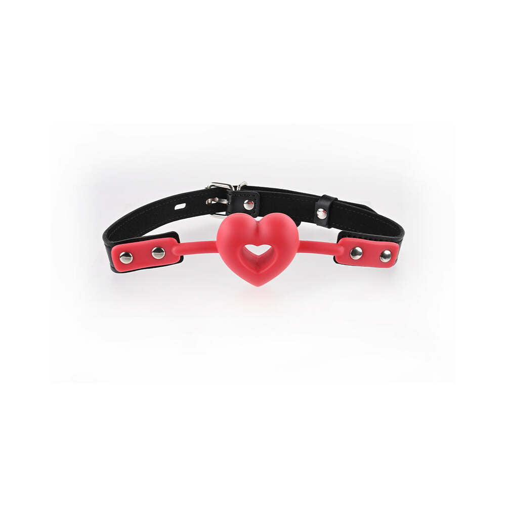 Sportsheets Sex & Mischief Amor Breathable Heart-Shaped Silicone Ball Gag Red - Headshop.com