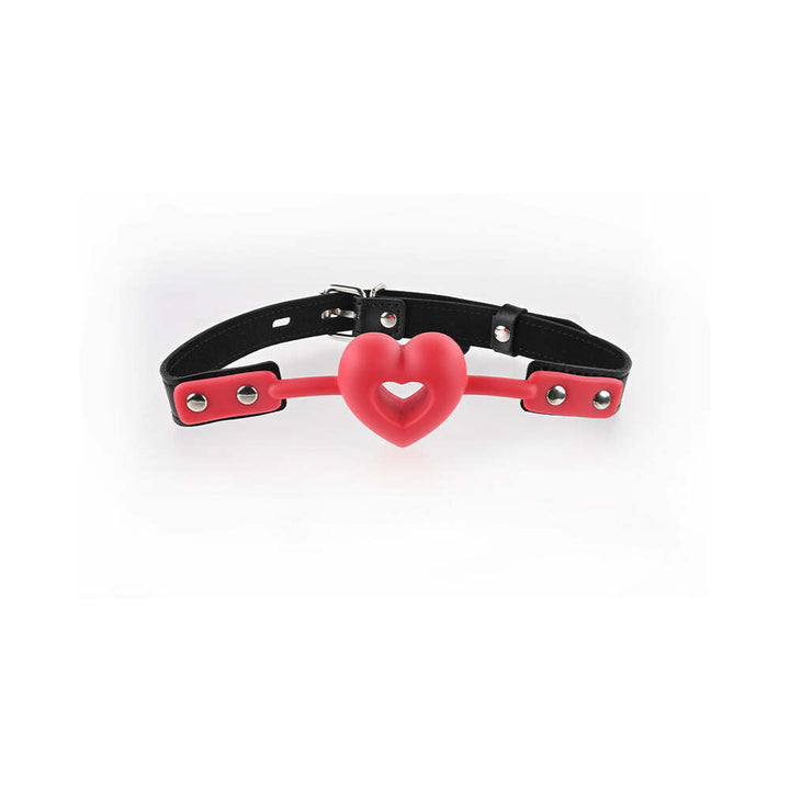 Sportsheets Sex & Mischief Amor Breathable Heart-Shaped Silicone Ball Gag Red - Headshop.com