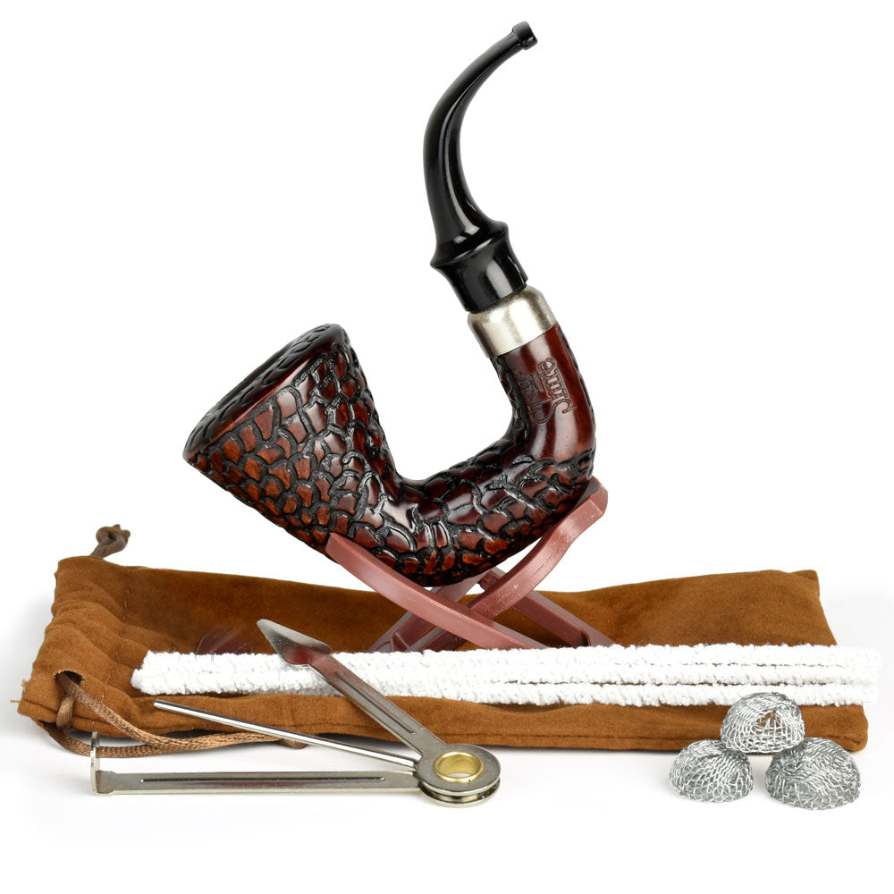 Carved Hungarian Calabash African Wood Pipe - Headshop.com