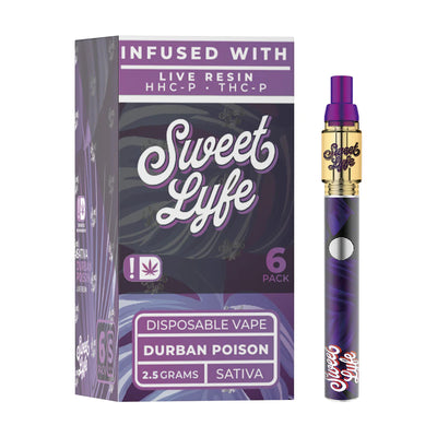 Sweet Life 2.5ml Disposable Vape Pen Infused with Live Resin HHC-P+THC-P - Durban Poison - Sativa - Headshop.com