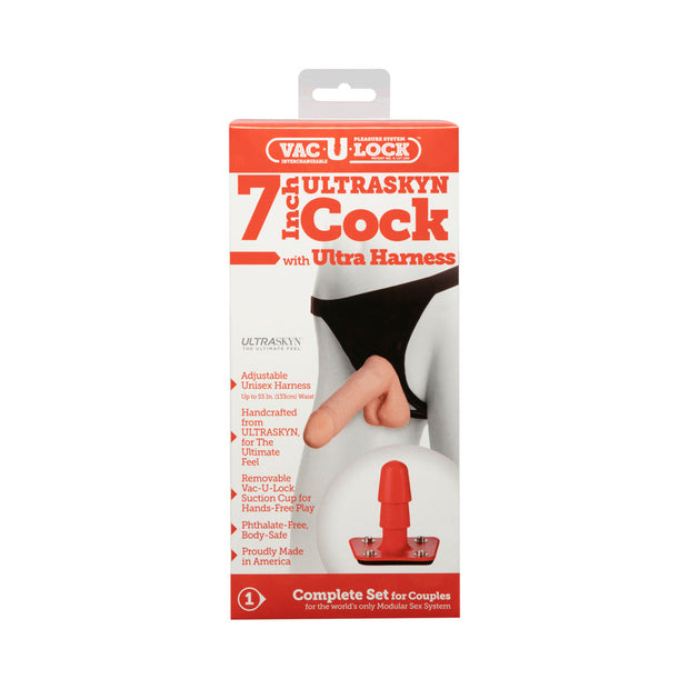 Vac-U-Lock - 7 Inch ULTRASKYN Cock - With Ultra Harness White - Headshop.com