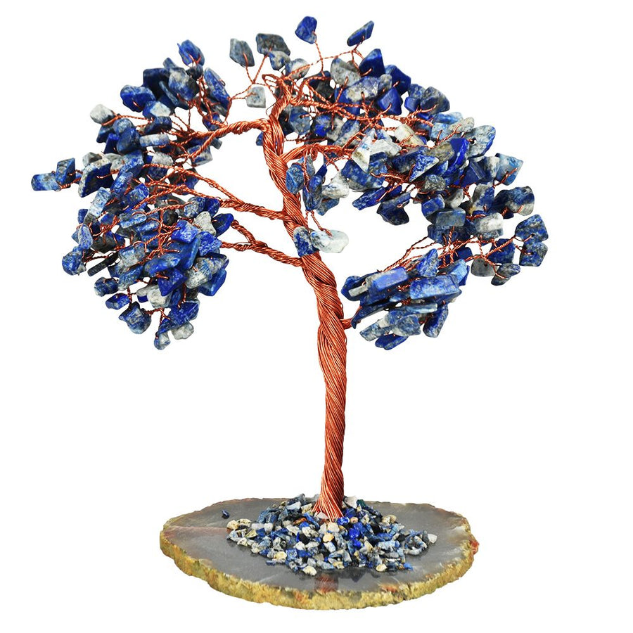 Decorative Lapis Crystal Wire Tree w/ Stone Base - 8" - Headshop.com