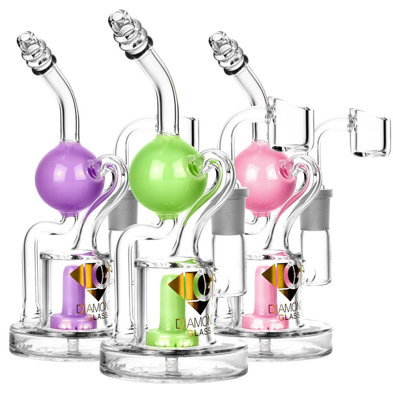 Diamond Glass Buoy Recycler Rig - 7" / 14mm F / Colors Vary - Headshop.com