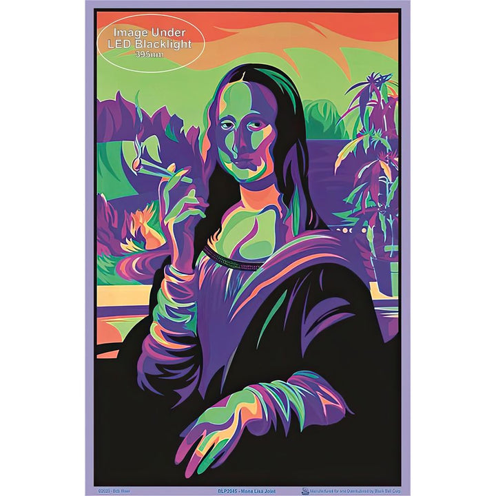 Psychedelic Mona Lisa Flocked Black Light Poster - 23"x35" - Headshop.com