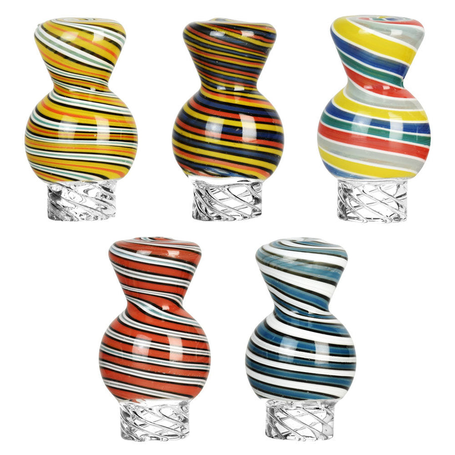 Spiral Candy Stripe Vortex Ball Carb Cap - 29mm/Colors Vary - Headshop.com