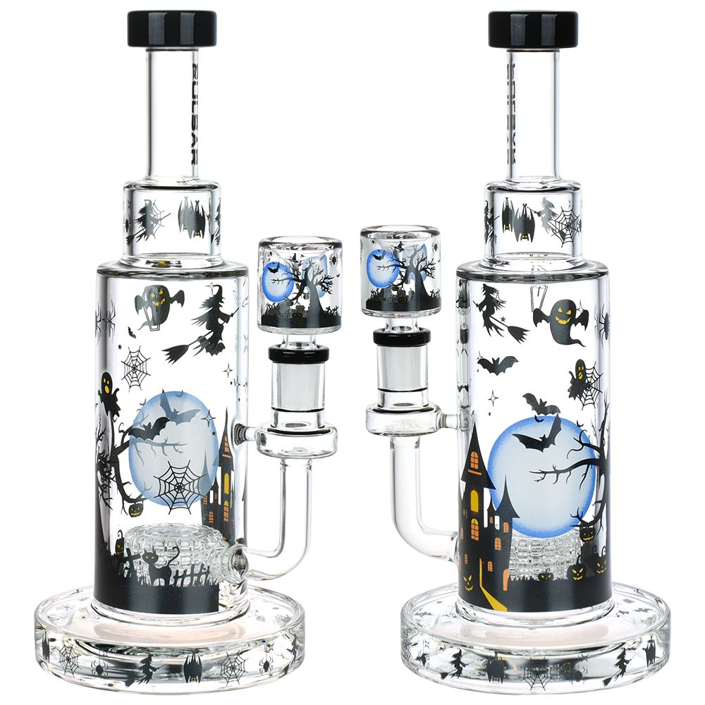 Pulsar Spooky Halloween Scene Glass Bong - 9.75" / 14mm F - Headshop.com