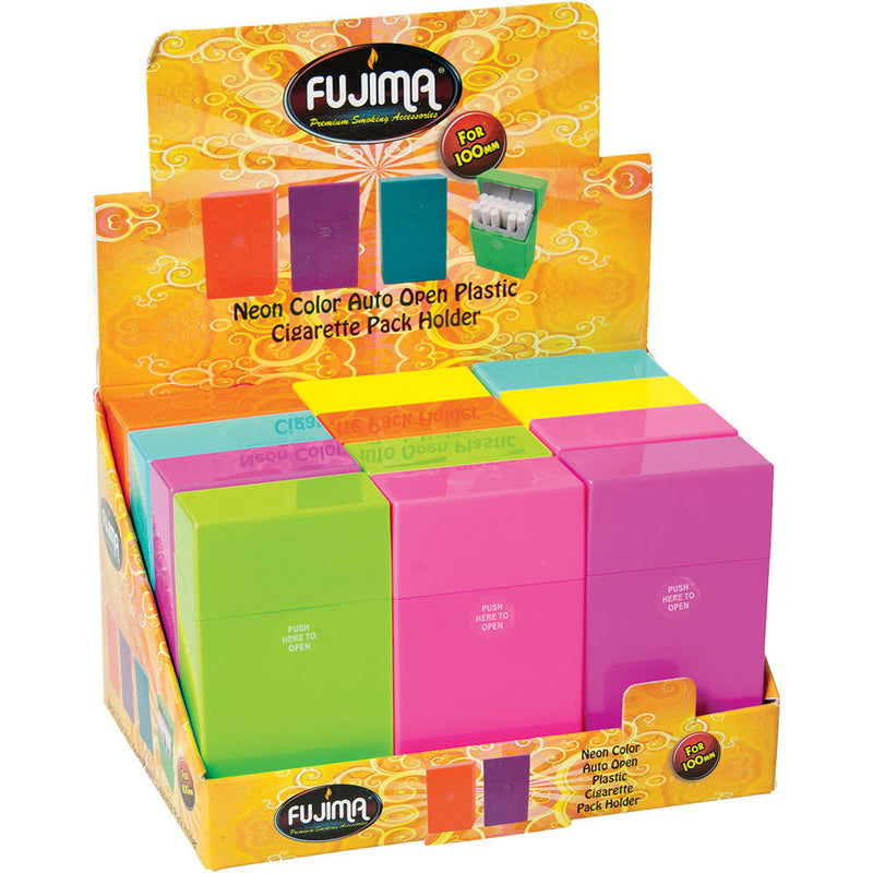 Fujima Neon Color Cig Case - 100mm/ Assorted Colors - 12PC DISP - Headshop.com