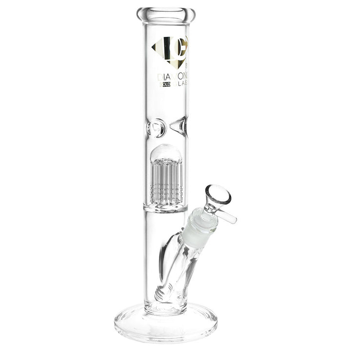 Diamond Glass Gold Pearl 8-Arm Perc Water Pipe - 12" / 14mm F / Colors Vary - Headshop.com