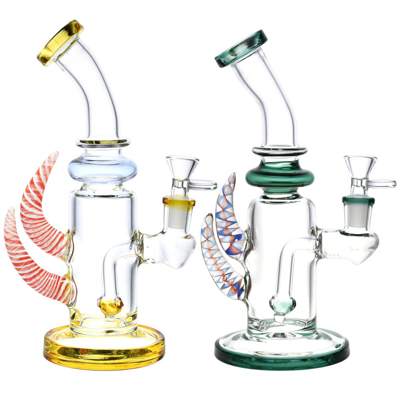 Eclectic Horned Glass Water Pipe - 9"/14mm F/Colors Vary - Headshop.com