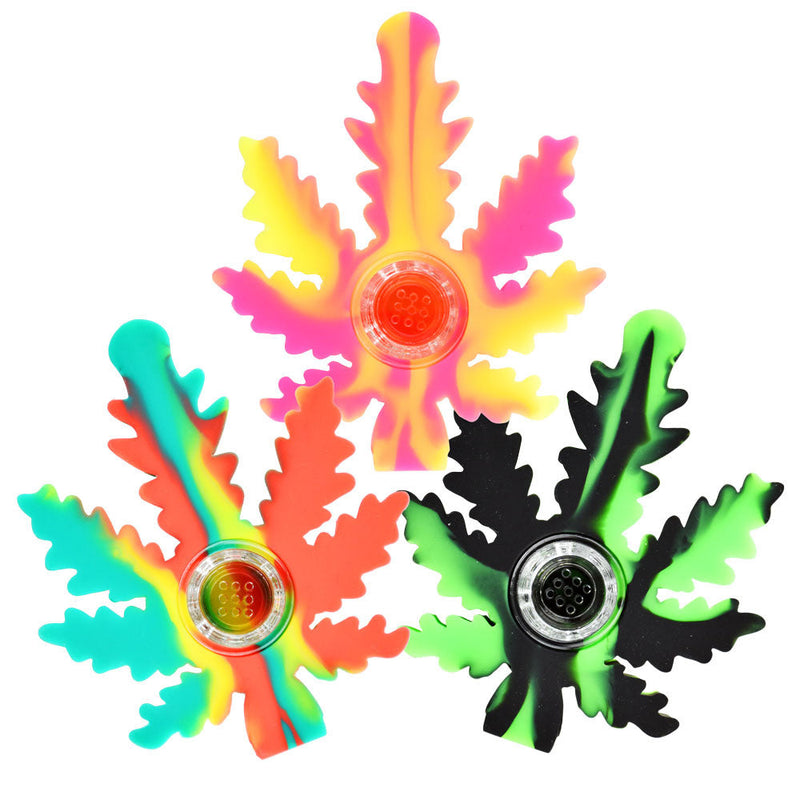 Silicone Hemp Leaf Hand Pipe - 4" / Colors Vary - Headshop.com