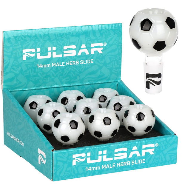 9CT DISPLAY - Pulsar Soccer Celebration Glass Herb Slide - 14mm M