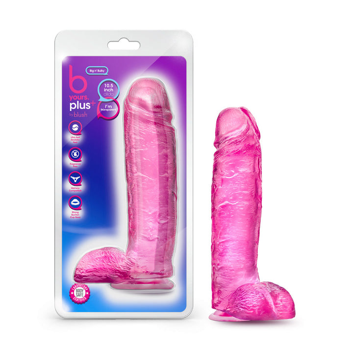 B Yours Plus Big n' Bulky 10.5 in. Dildo with Balls Pink - Headshop.com