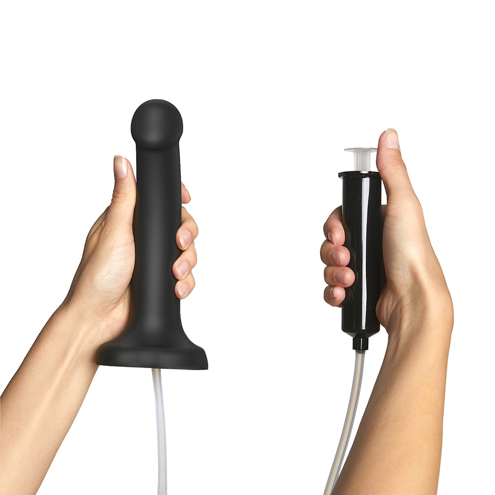 Strap-On-Me Squirting Cum Semi-Realistic Silicone Dildo Black S (fluid not included) - Headshop.com