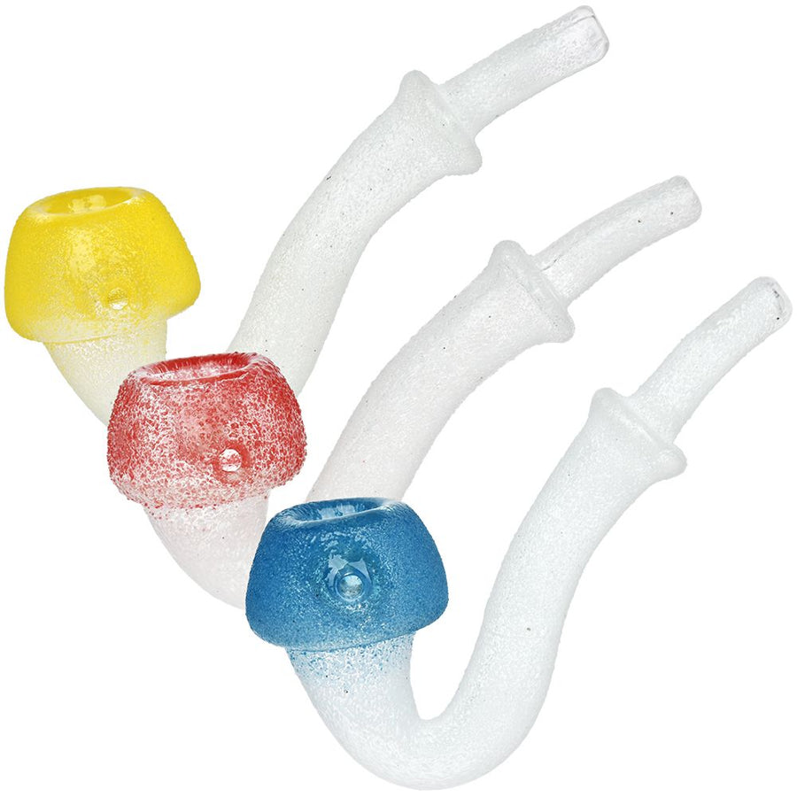 Cubensis Frosted Glass Sherlock Pipe - 4.5" / Colors Vary - Headshop.com