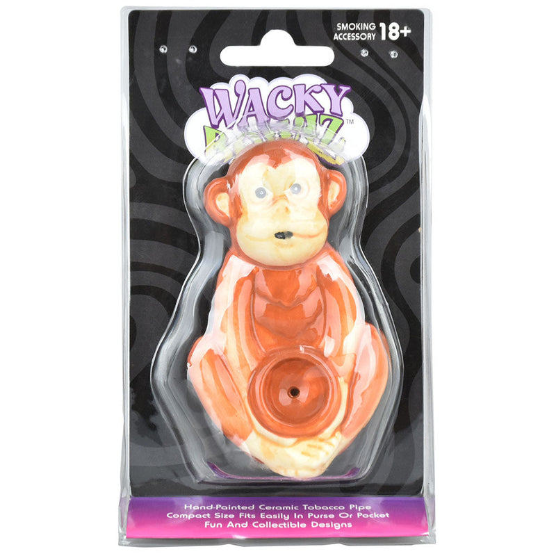 Wacky Bowlz Monkey Ceramic Hand Pipe | 4" - Headshop.com