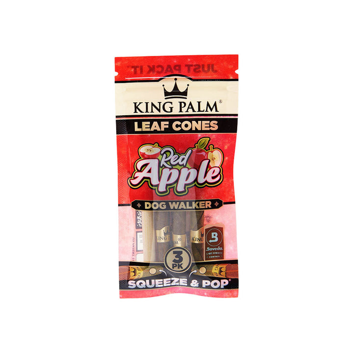 15PC DISPLAY - King Palm Hand Rolled Leaf Dog Walker - 3PK / Red Apple - Headshop.com