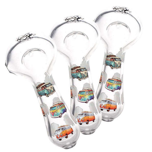 3CT BUNDLE - Pulsar VW Bus Glass Spoon Pipe - 4.5"