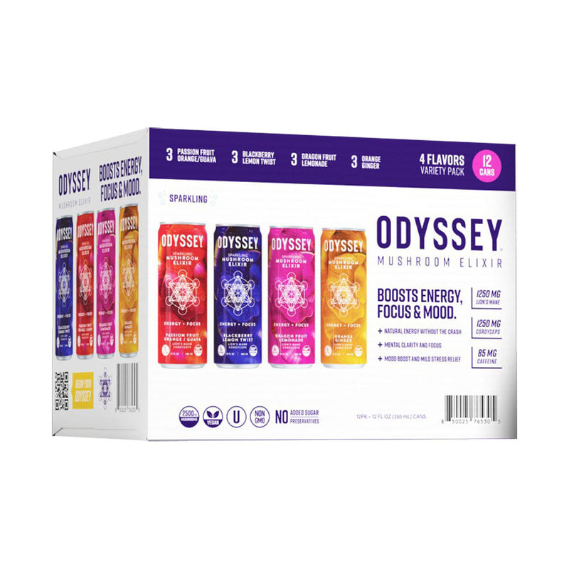 12pc Case - Odyssey Mushroom Sparkling Elixir -12oz / Assorted Flavors - Headshop.com