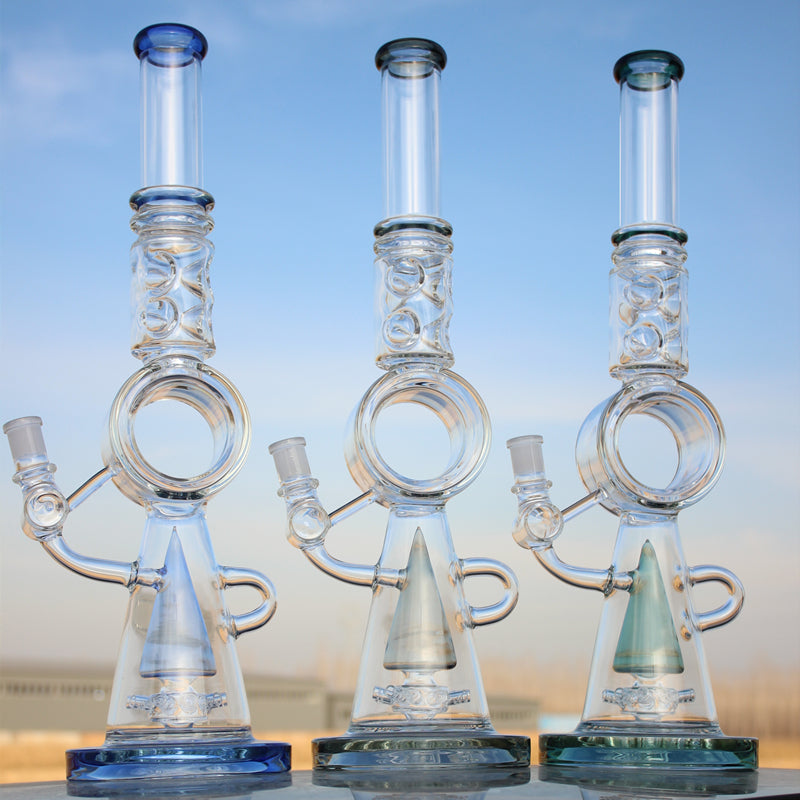 18.5" Recycler Style Donut Percolator Glass Water Pipe - Headshop.com