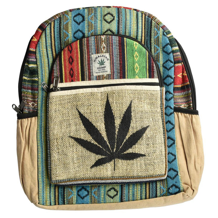 ThreadHeads Black Hemp Leaf Stripes Backpack - Headshop.com