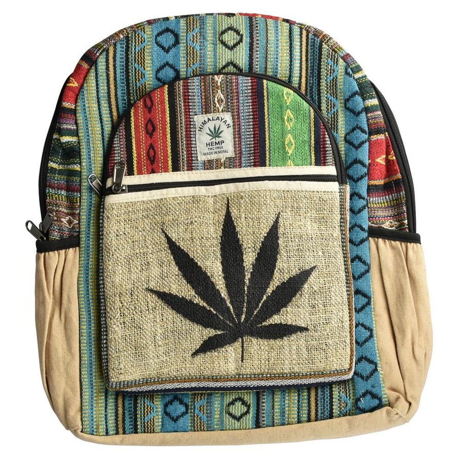 ThreadHeads Black Hemp Leaf Stripes Backpack - Headshop.com