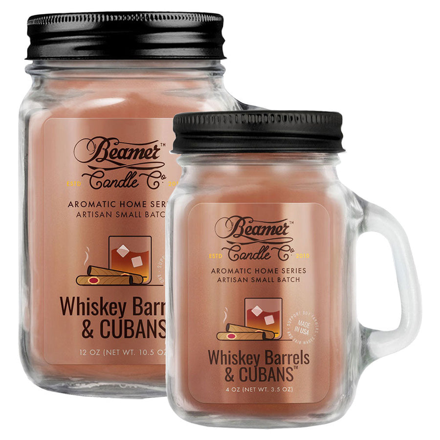 Beamer Candle Co. Mason Jar Candle | Whiskey Barrels & Cubans - Headshop.com