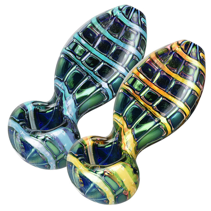 Iridescent Jewel Flat Neck Glass Pipe - 4.5" / Colors Vary - Headshop.com