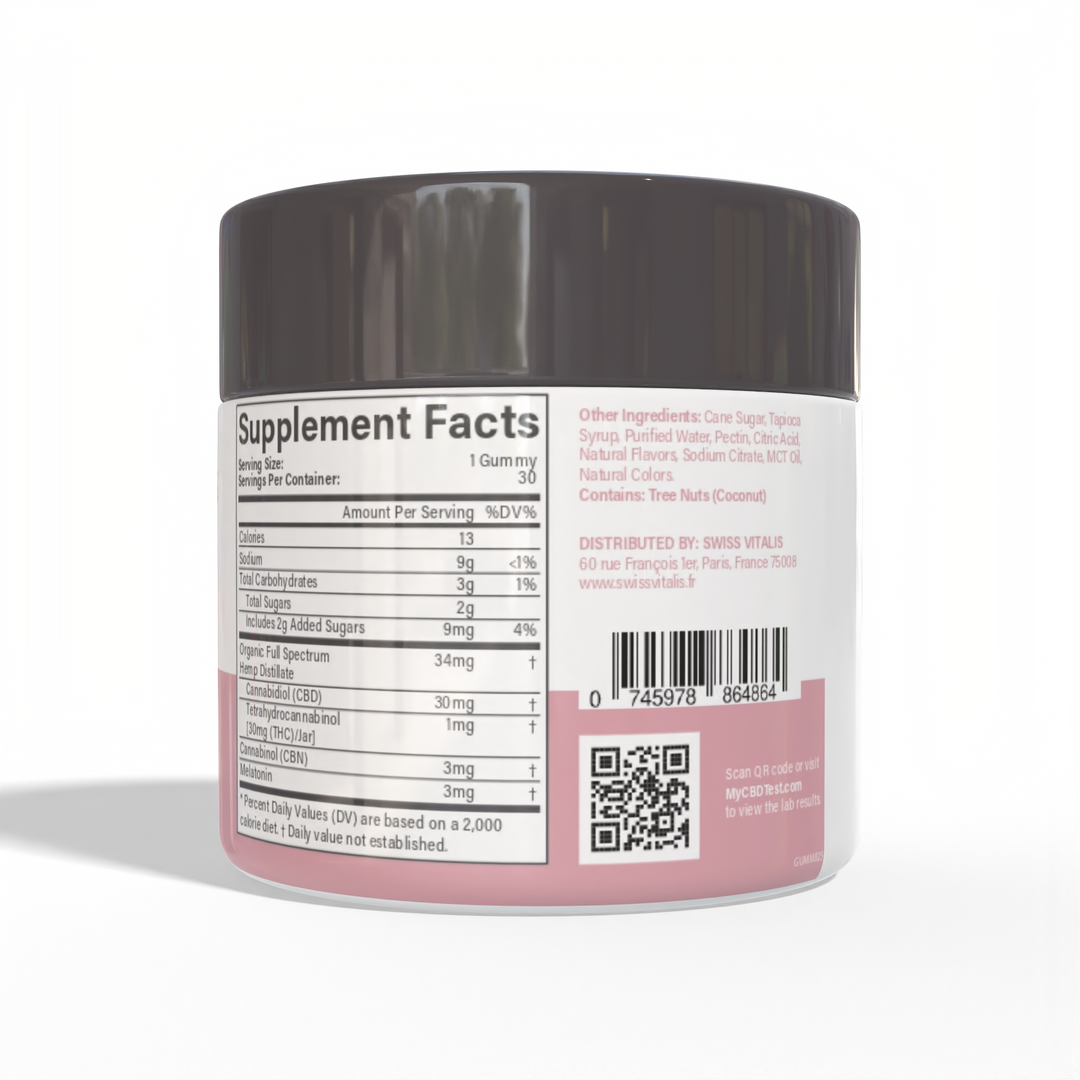 Swiss Vitalis  Sleep Gummies - 30 Count CBD+CBN+THC+Melatonin - Headshop.com