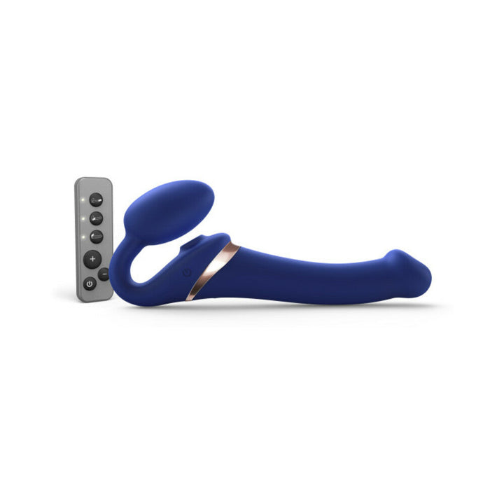 Strap-On-Me Rechargeable Remote-Controlled Multi Orgasm Bendable Strap-On Night Blue M - Headshop.com