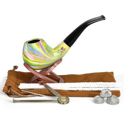 Pulsar Shire Pipes The Sundog | Bent Apple Tapered Stem Rainbow Wood Pipe - Headshop.com