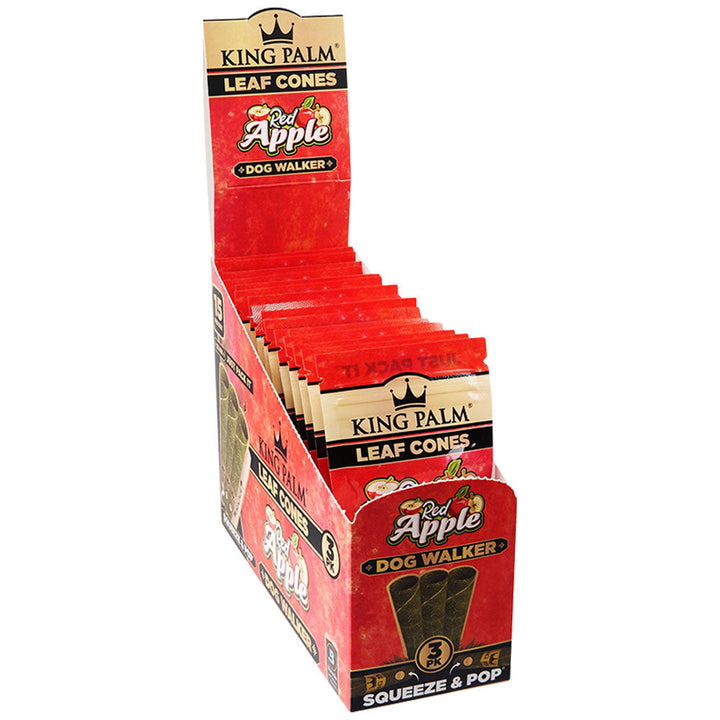 15PC DISPLAY - King Palm Hand Rolled Leaf Dog Walker - 3PK / Red Apple - Headshop.com