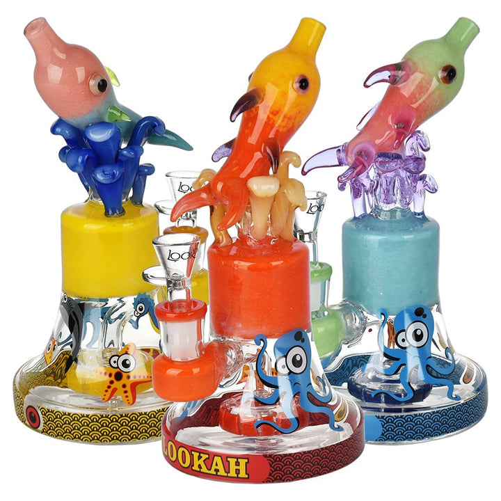 Lookah Glass Dolphin Water Pipe - 9" / 14mm F / Colors Vary - Headshop.com