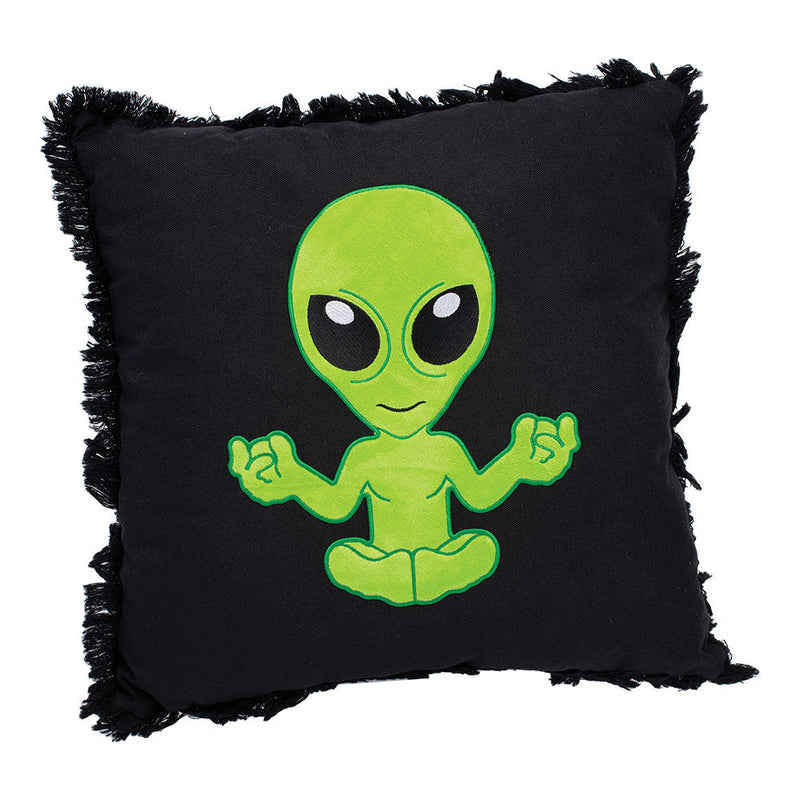 Alien on Black Plush Pillow - 16"x15" / Green - Headshop.com