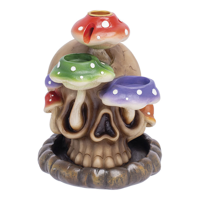 Fujima Tri-Mushroom Skull Backflow Incense Burner - 6" - Headshop.com