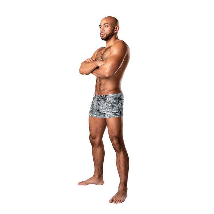 Male Power Dirty Denim Pouch Short Denim Print XL - Headshop.com