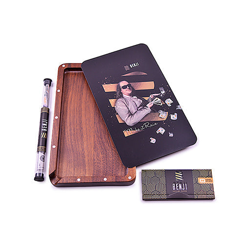 Benji - Walnut Tray w/ Magnetic Lid Kit - Make it Rain - Headshop.com