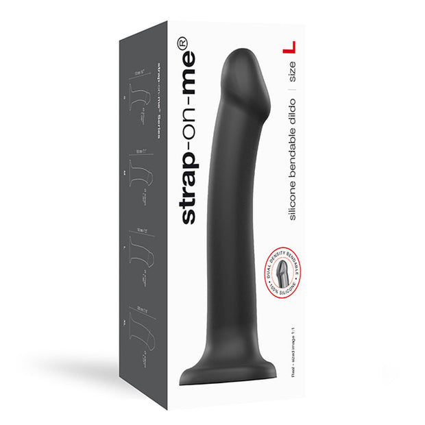Strap-On-Me Bendable Dual-Density Silicone Dildo Black L - Headshop.com