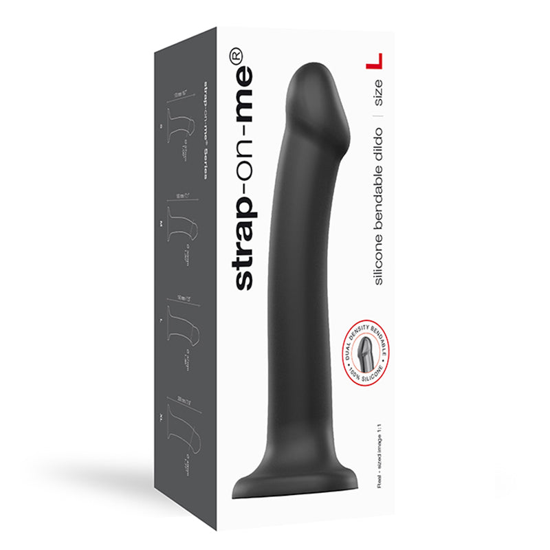 Strap-On-Me Bendable Dual-Density Silicone Dildo Black L - Headshop.com