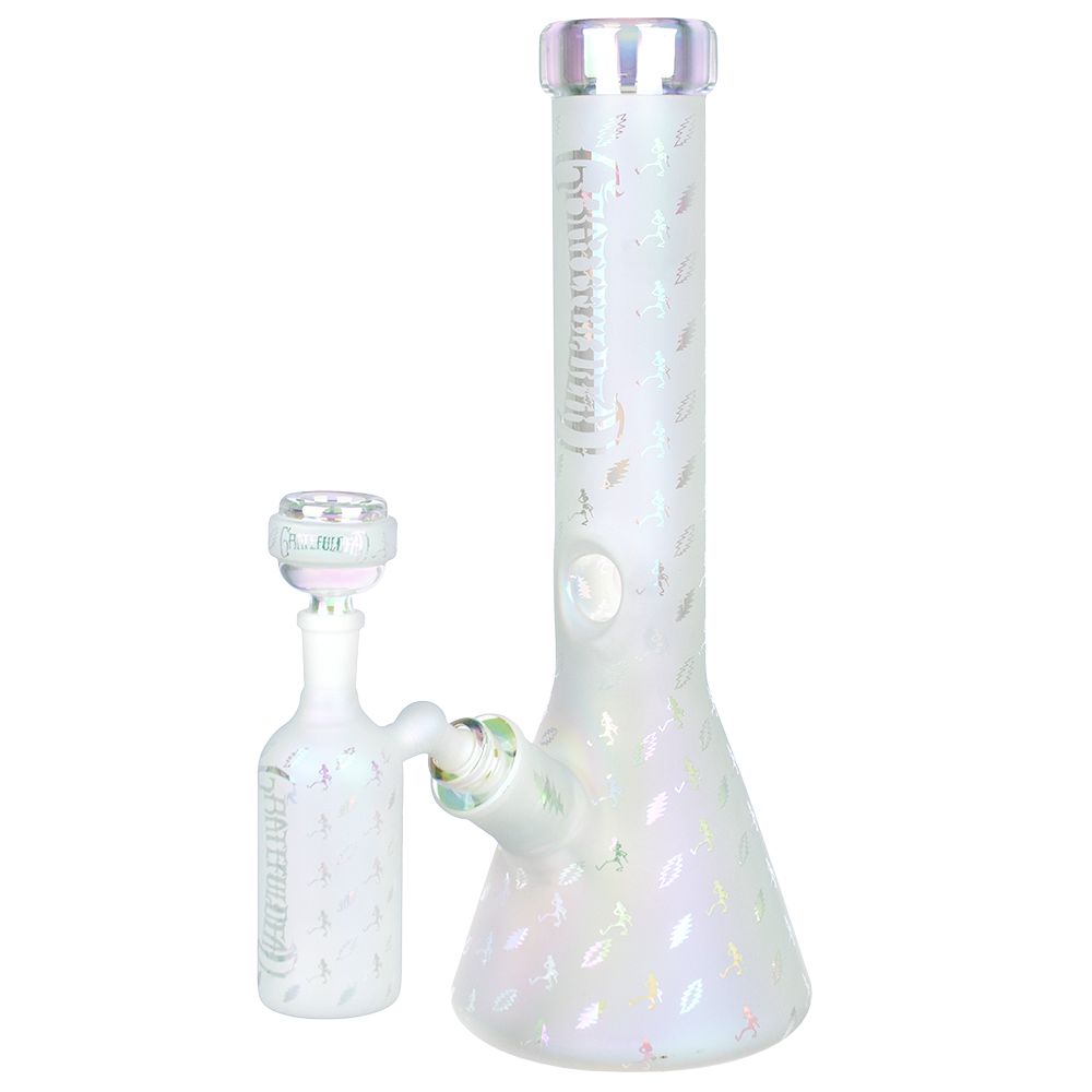 Grateful Dead x Pulsar Bolts And Skellies Glass Beaker Water Pipe Set | 13.75" | 14mm F - Headshop.com