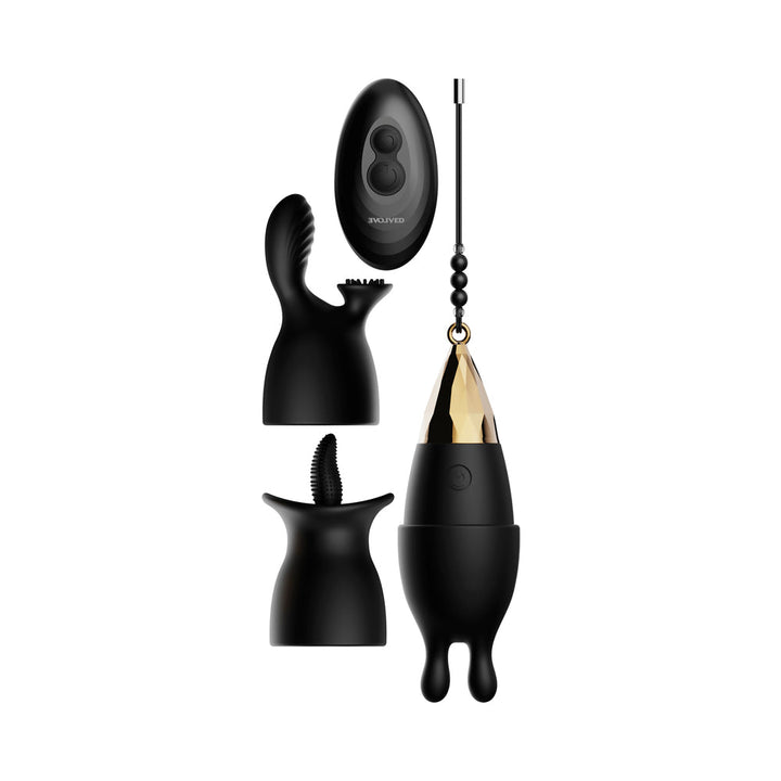 Evolved Egg-Citement 5-Piece Rechargeable Remote-Controlled Vibrator and Accessory Set Black - Headshop.com