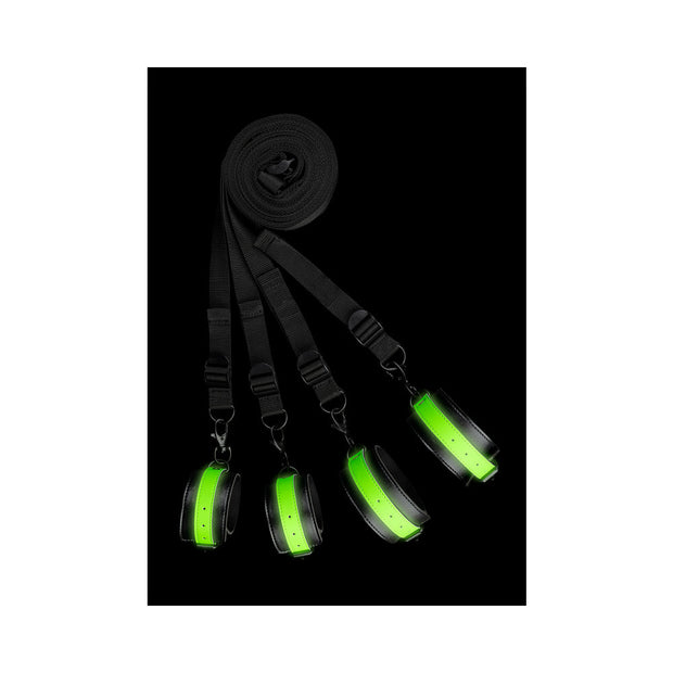 Ouch! Glow in the Dark Bed Bindings Restraint Kit Neon Green - Headshop.com