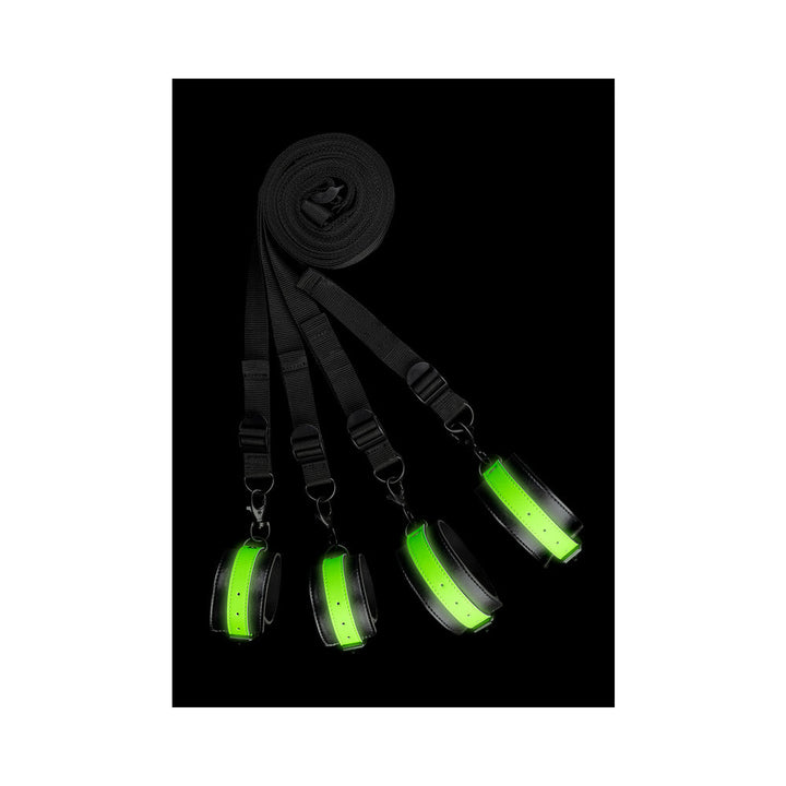 Ouch! Glow in the Dark Bed Bindings Restraint Kit Neon Green - Headshop.com