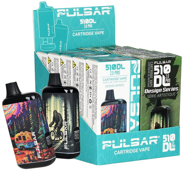 10CT DISPLAY - Pulsar 510 DL 2.0 PRO Design Series Variable Voltage Vape Bar - 1000mAh / Assorted Designs 2