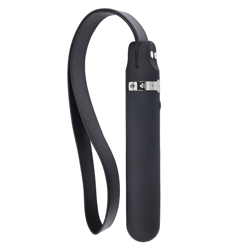 Adam & Eve Spank Me Vibe Rechargeable Silicone Vibrator With Slap Strap End Black - Headshop.com