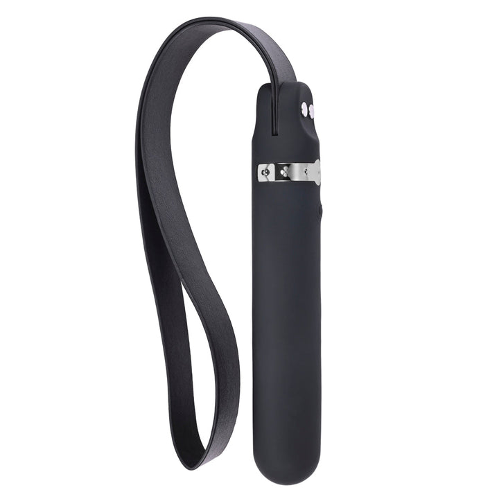 Adam & Eve Spank Me Vibe Rechargeable Silicone Vibrator With Slap Strap End Black - Headshop.com