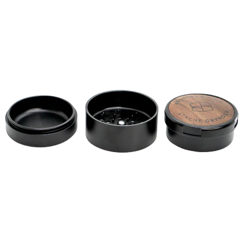 Stache Products Wood Lid Grynder | 3pc | 2.5" - Headshop.com
